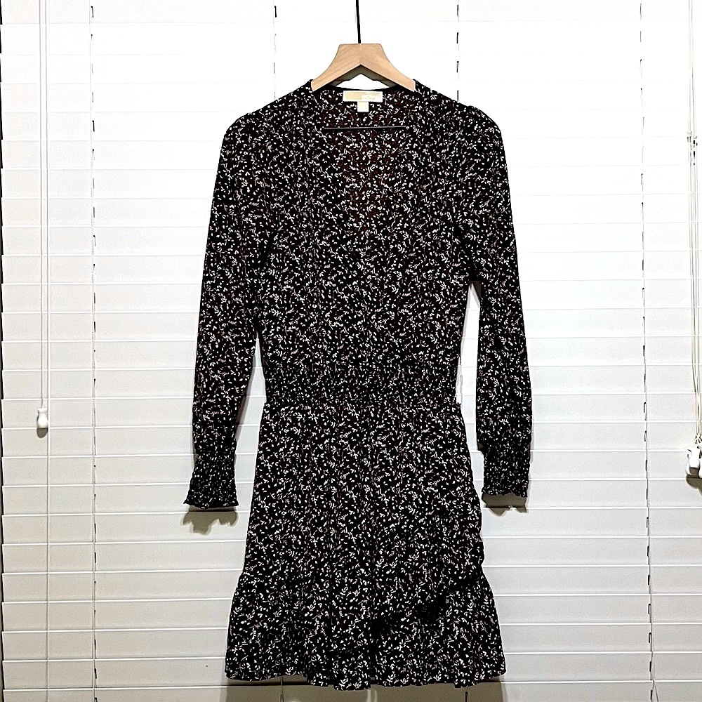 MICHAEL Michael Kors Women’s Long Sleeve Fit and Flare Floral Print Dress Size-S